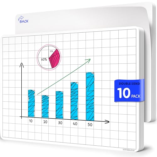 Large Grid Dry Erase Sheets 11”x14” Math Practice Small White Board Sheets Math Manipulatives Quad Graph Whiteboard Sheets Math Supplies Homeschool Teacher Students Classroom Pack of 10 (10 Count)