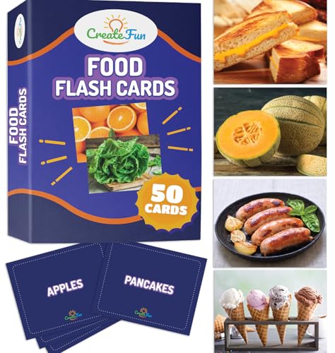 50 Food Double Sided Educational Learning Picture Flash Cards
