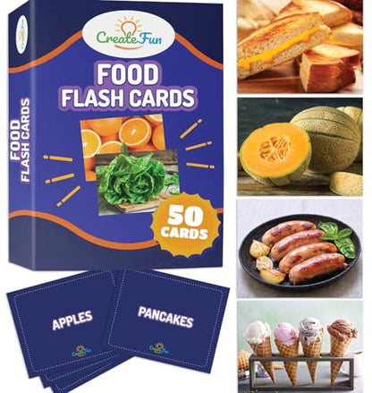 50 Food Double Sided Educational Learning Picture Flash Cards