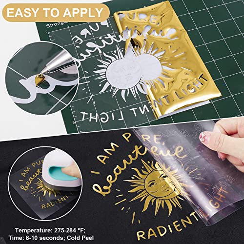 Gold Metallic Foil Heat Transfer Vinyl Roll 12" x5ft Gold Iron on Vinyl Chrome HTV Vinyl Easy to Cut & Weed DIY Heat Press Design for T