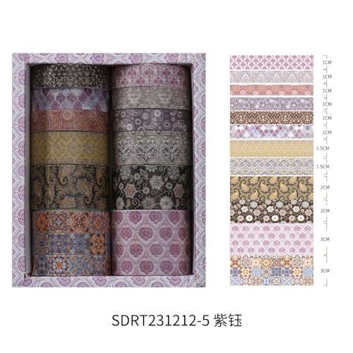12 Rolls Exotic Charm Washi Tape Set Floral Arts Adhesive Tapes Geometric Garden Decorative Masking Tape Sets for Craft (12 Count)