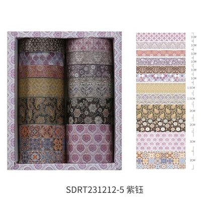 12 Rolls Exotic Charm Washi Tape Set Floral Arts Adhesive Tapes Geometric Garden Decorative Masking Tape Sets for Craft (12 Count)