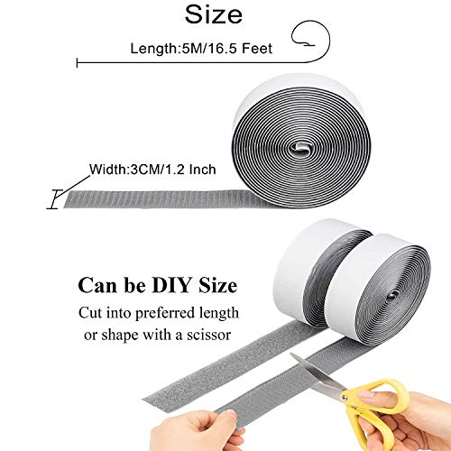 16.5FT Hook and Loop Tape Roll with Double Sided Adhesive (16.5 Foot)