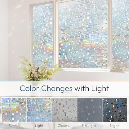 Window Privacy Film Decorative Rainbow Cling (38.48 Sq Ft)