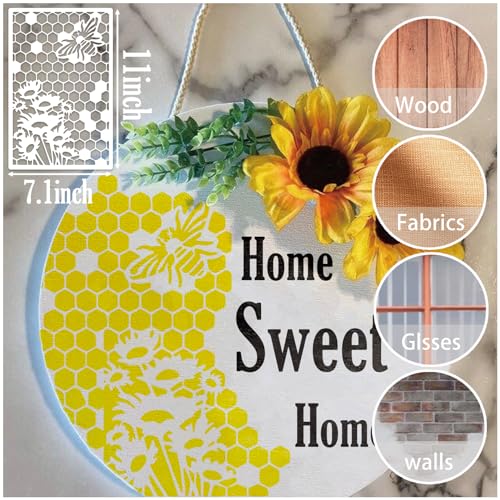 8 Pieces Stencils for Crafts Reusable Texture Spider Stencils Net Wood Grain Stone Spray Paint Layering Stencil Templates for DIY Scrapbook (8 Count)