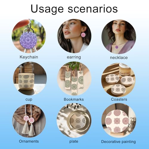 Bohemian Round Pattern Polymer Clay Texture Sheets Mandala Pattern Silicone Texture Stamp Single Image Modeling Pattern Pad for Jewelry and Clay Earrings Tools