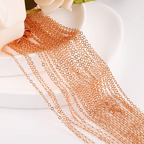 Wholesale 12PCS Rose Gold Plated Solid Brass Chain