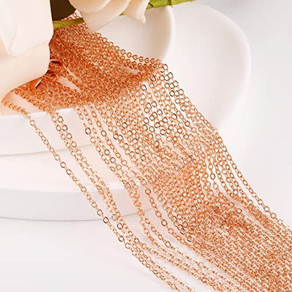 Wholesale 12PCS Rose Gold Plated Solid Brass Chain