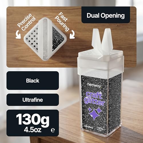Craft Glitter Shaker Black 110g Ultrafine (4.5 Ounce)