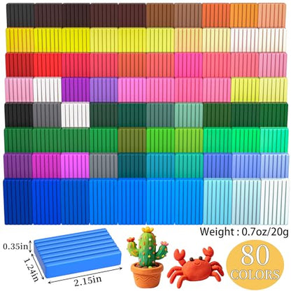 175 Pcs Polymer Clays 80 Bright Colors Oven Bake Clay Non