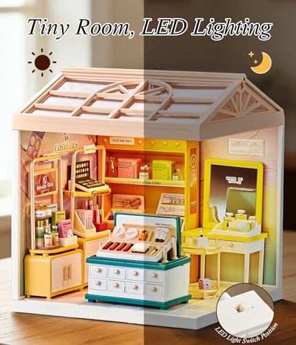 Makeup Store DIY Miniature House Kit with Roof & LED Light