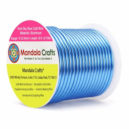 10 Gauge Vivid Sky Blue Anodized Aluminum Craft Wire