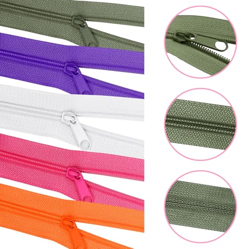 31 Yards 10 Pieces Sewing Zippers #3 Nylon Coil Zippers Assorted Zipper for Sewing with 40 Zipper Sliders for DIY Tailor Sewing Crafts Supplies (10 Count)