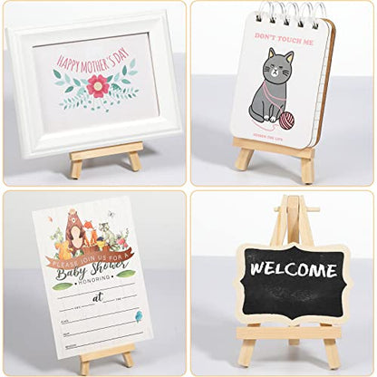 40 Pack 5 Inch Mini Wood Easel Stand Mini Wood Display Easel Wooden Tripod Holder Stand for Painting Portable Canvas Photo Picture Sign Displaying Small Business Cards Artist Phone Wedding (40 Count)