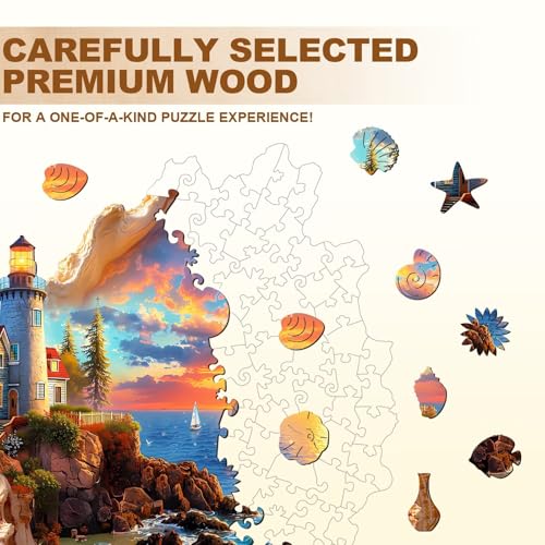 Sunset by The Seaside Puzzles Adults Gifts Wooden 155 Pieces 11.4 * 10.7in