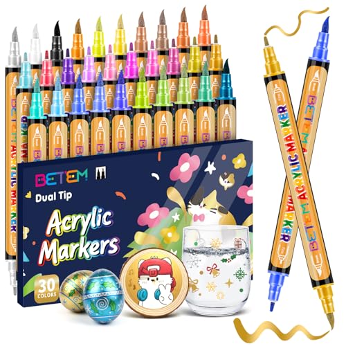 30 Metallic Paint Markers for Glass (30 Count)