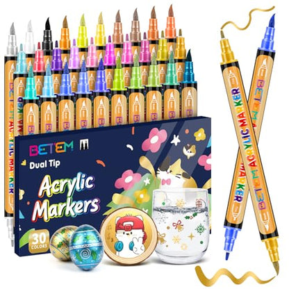 30 Metallic Paint Markers for Glass (30 Count)