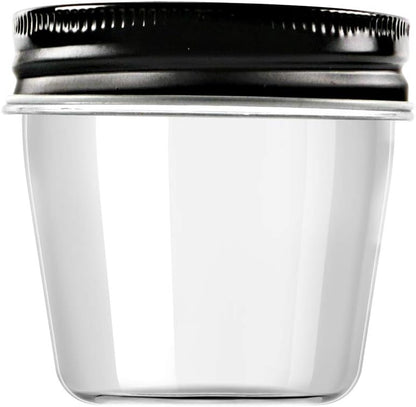 Novelinks 4 oz Clear Plastic Jars with Black Lids – Small Round Reusable Containers for Food, Spices, Crafts, Travel – BPA-Free Storage Jars for Kitchen & Household Organization, 20 Pack