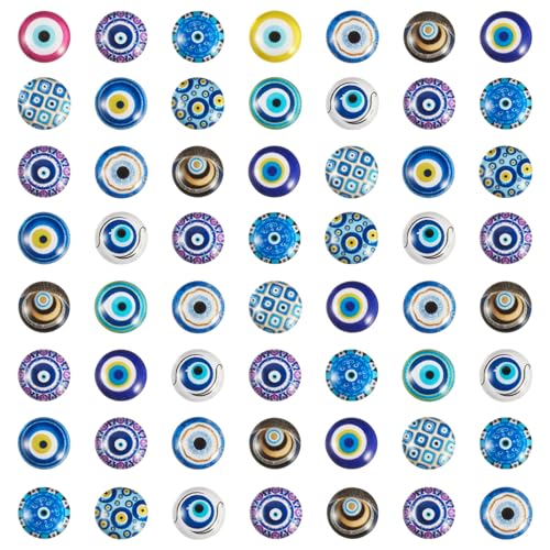 100Pcs Evil Eye Glass Cabochons for Jewelry Making (100 Count)
