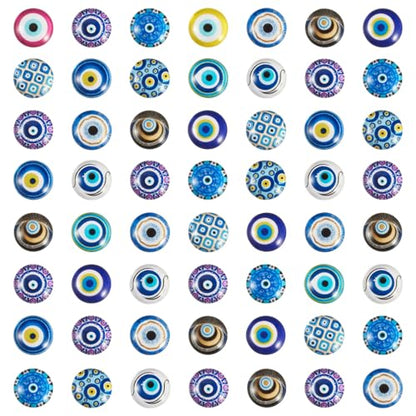 100Pcs Evil Eye Glass Cabochons for Jewelry Making (100 Count)