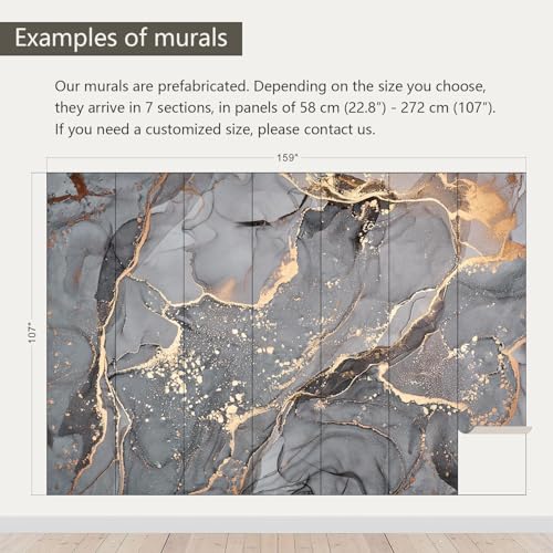 Gray and Gold Marble Wallpaper wall murals for Bedroom 159"x107"