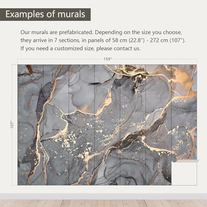 Gray and Gold Marble Wallpaper wall murals for Bedroom 159"x107"