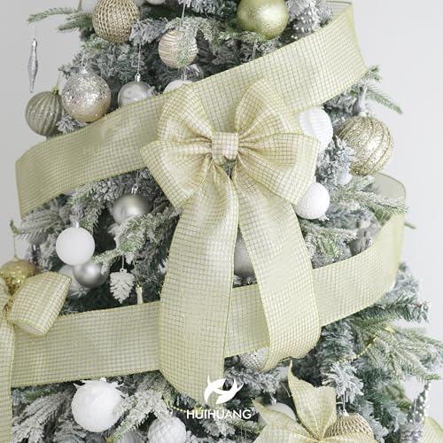 Gold Square Mesh Wired Christmas Ribbon 4 inch x 10 Yards (30 Foot)