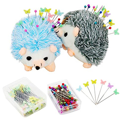2 Hedgehog Sewing Pincushion with 200 Pieces Sewing Pins Set for Sewing DIY Projects (200 Count)