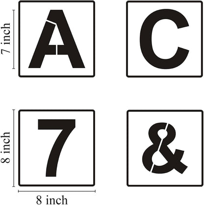 Alphabet Letter and Number Stencils 8 Inch - 40 Pack Large Letters and Numbers Stencil Templates with Signs for Painting on Wood, Reusable Letter Stencils for Chalkboard Signs & Wood Wall Art