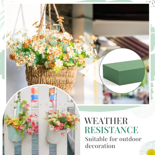 8 Pcs Green Reusable Floral Foam Blocks Water Weather Resistant Dry Floral Foam for Artificial Flower Arrangements Outdoor Hanging Florist Plant Bases for DIY Wedding