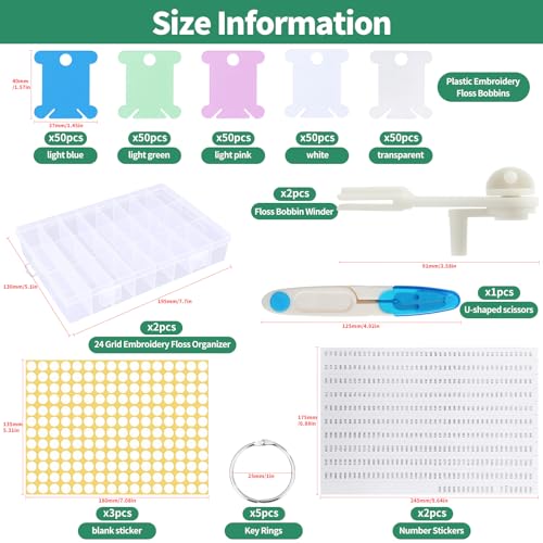 Yuahar 265Pcs Embroidery Floss Organizer Kit