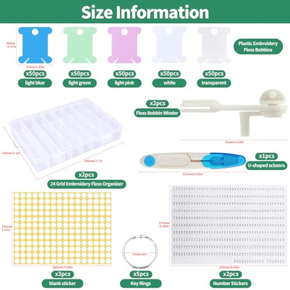 Yuahar 265Pcs Embroidery Floss Organizer Kit