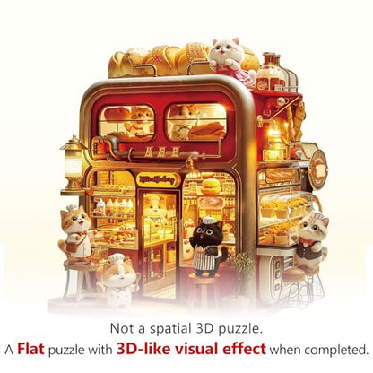 Bakery Cat Puzzles Adults Gifts for Women Men Wooden 270 Pieces 13.4 * 12.7in (270 Count)