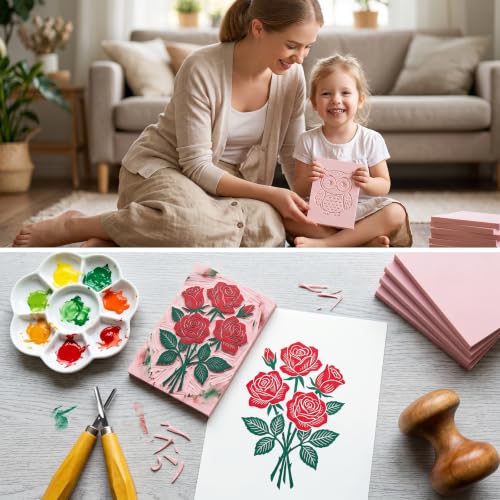 8pcs 4"x6" Pink Rubber Carving Blocks (8 Count)