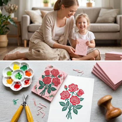 8pcs 4"x6" Pink Rubber Carving Blocks (8 Count)