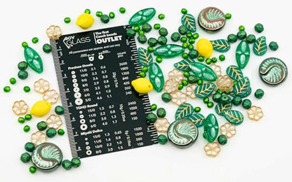 2.1oz (60g) of Focal Czech Glass Bead Mix with Lemon Shaped Beads, Seashel Beads and Leaf Beads, Emerald (2.1164 Ounce)