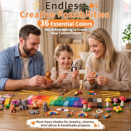 118 Pcs Polymer Clay Kit 36 Colors Oven Bake Clay 40g Large Block