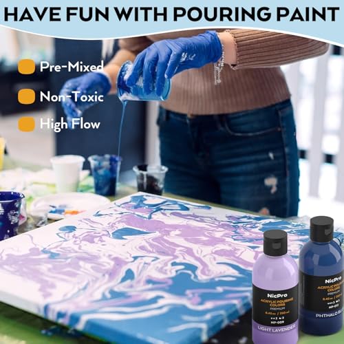 24 Colors 8.45oz Large Volume Acrylic Pour Paint Kit (202.8 Fl Oz)