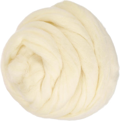 PATIKIL Wool Roving Yarn, 250G/8.8OZ Felting Wool Pure Roving Yarn, Milk White