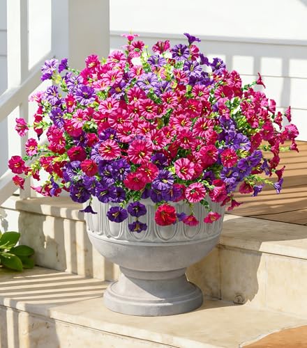 Artificial Flowers Fake Plants for Outdoors Decoration (12 Count)