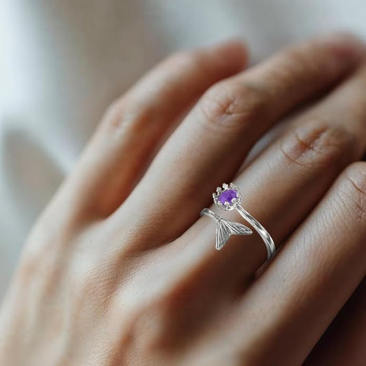 Stera Jewelry 925 Sterling Silver Adjustable Mermaid Tail Ring Blank with 6mm and 8mm Bezel