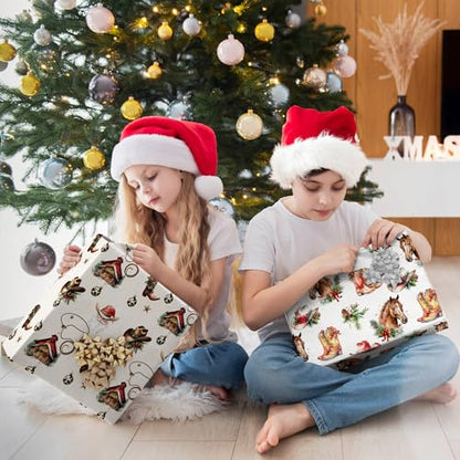 Western Cowboy Christmas Wrapping Paper Sheet (30 Sq Ft)