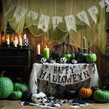Halloween Cheese cloth 70.87 x 196.85 Inch Military Green Cheesecloth Roll for Crafts Large Cotton Muslin Gauze Fabric for Halloween Outdoor & Indoor Spooky Decoration