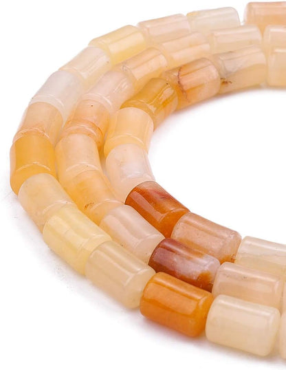 Natural Yellow Jade Cylinder Stone Loose Semi Gemstone Beads for Jewelry Making 10mmx14mm 38cm