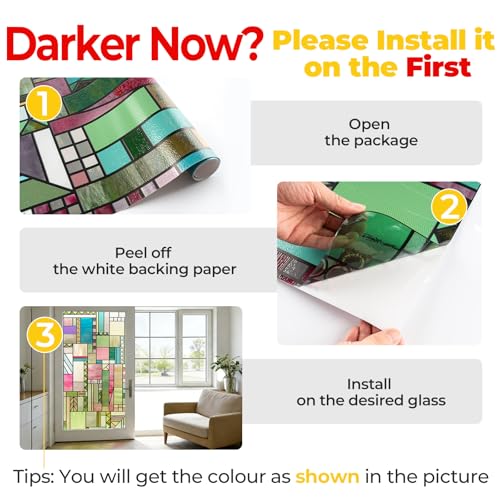 3D Stained Glass Window Privacy Film Decorative Non
