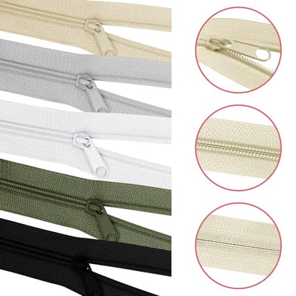 31 Yards 10 PCS Sewing Zippers #3 Nylon Coil Zippers Assorted Zipper for Sewing with 40 Zipper Sliders for DIY Tailor Sewing Crafts Supplies