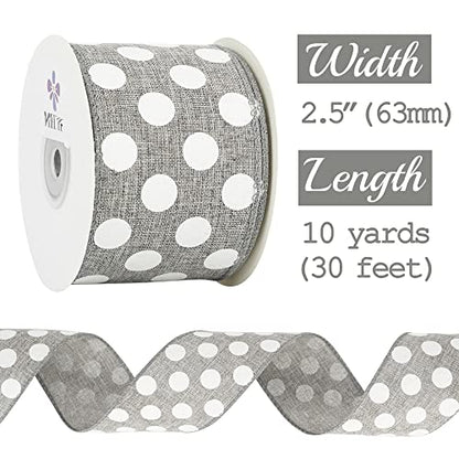 Polka Dots Burlap Ribbon (30 Foot)