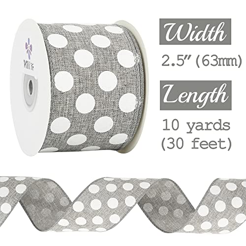 Polka Dots Burlap Ribbon (30 Foot)