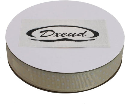 Polka Dot Grosgrain Ribbon 25 Yard Each Roll 100% Polyester (5/8", Beige) - Crafty Corner