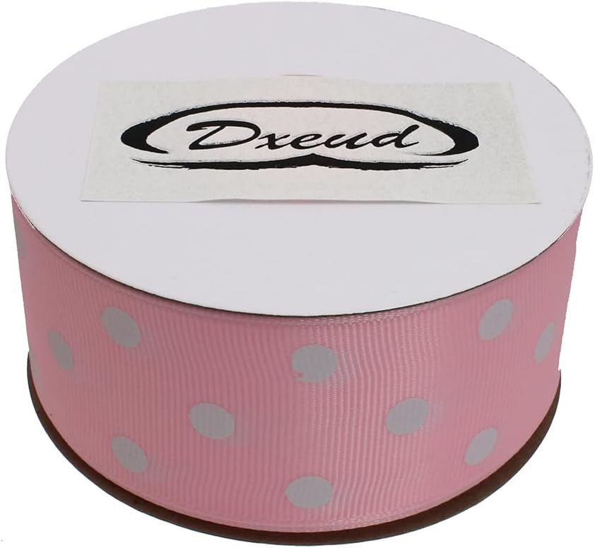Polka Dot Grosgrain Ribbon 25 Yard Each Roll 100% Polyester (1/1-2", Pink) - Crafty Corner